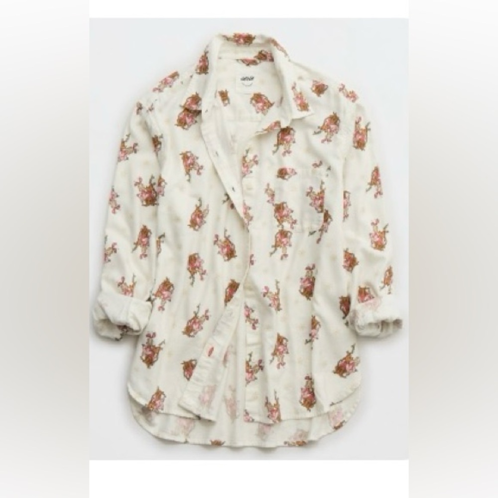 Aerie Flannel PJ Top, Cindy-Lou Print